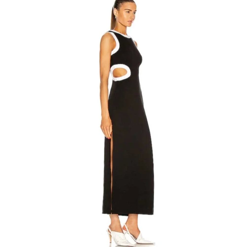 Staud Dress Medium Dolce Midi Black White Party Downtown Chic Minimalist Elegant - Picture 2 of 16